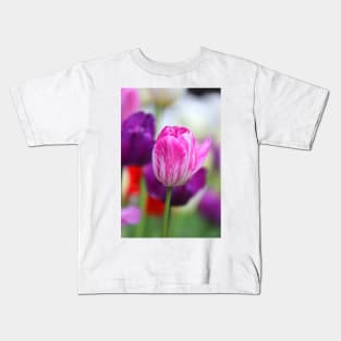 Pink & White Tulip Kids T-Shirt